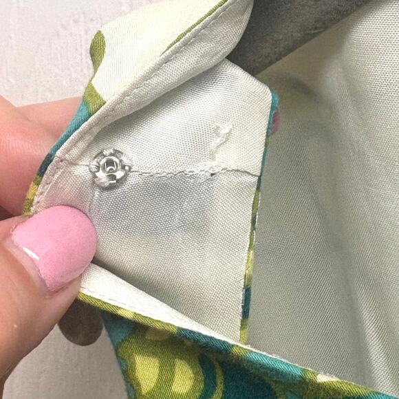 Ann Taylor Dress Retro Floral Shift Lined Cotton Asymmetrical Neck Women’s 10 - Picture 5 of 8